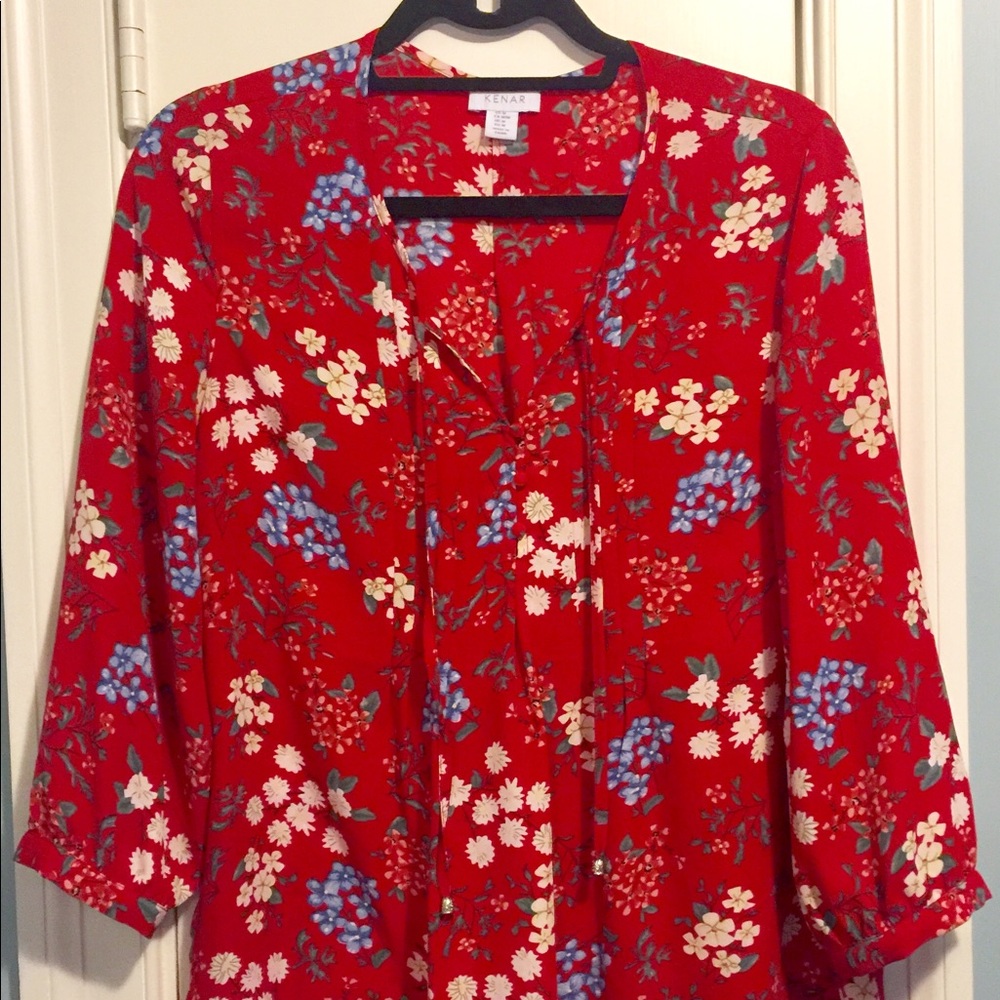 Kenar red floral blouse